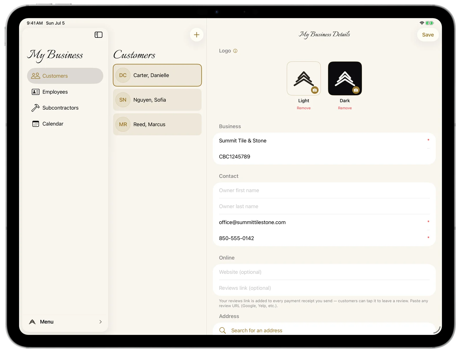A branded company document previewed on iPad