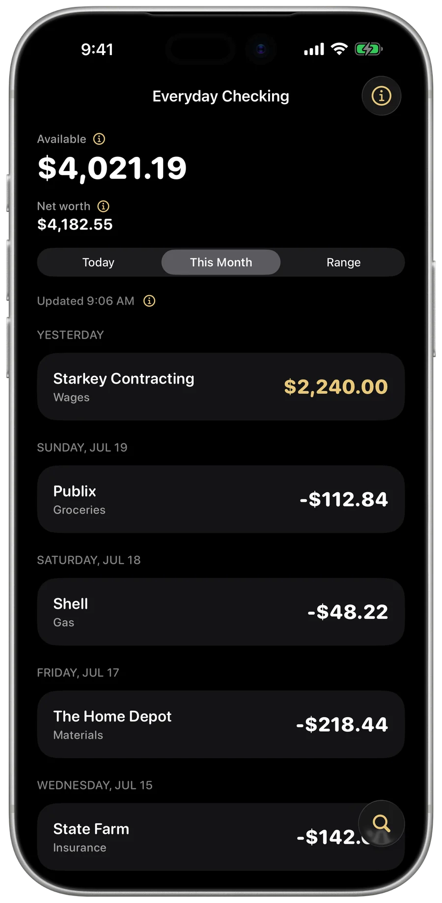 My Money — Account detail