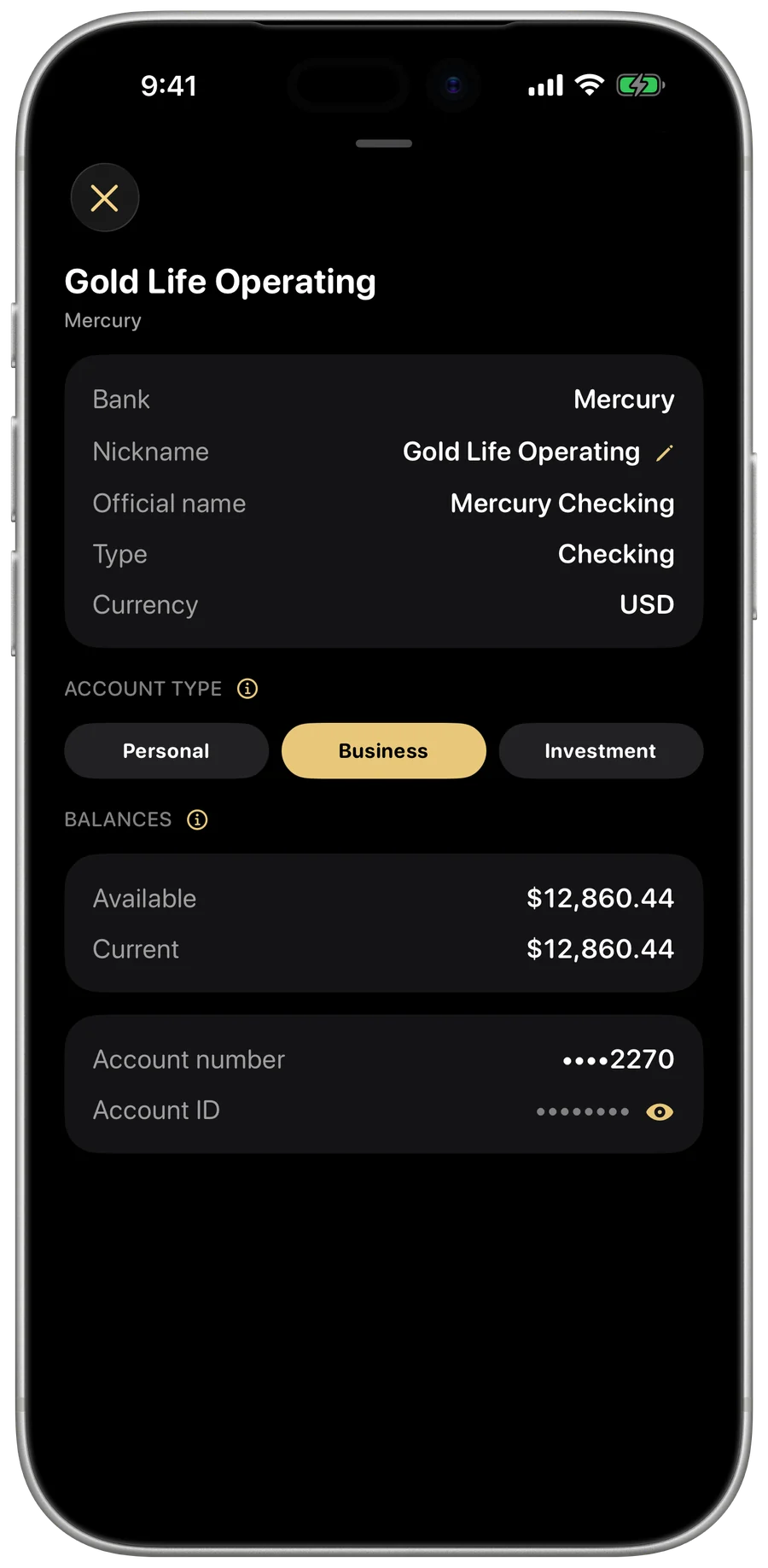 My Money — Account type
