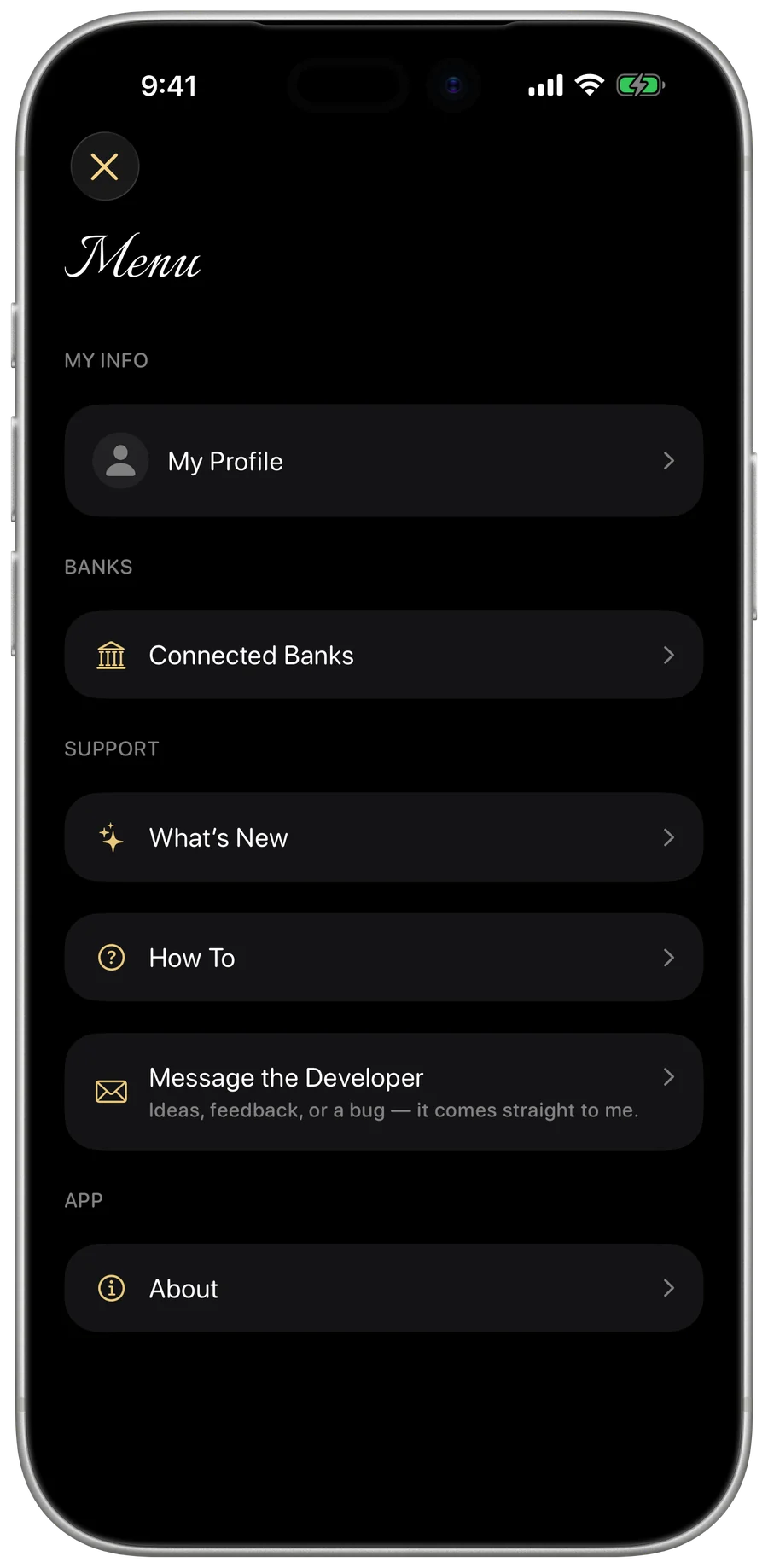 My Money — Profile & banks